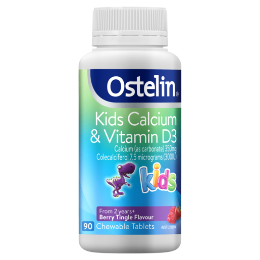 【Ostelin】兒童恐龍鈣+D3 咀嚼片 90片 Kids Calcium & Vitamin D3 Tablets 90 T分ablets