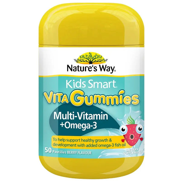 【Nature's Way】 綜合Omega 3 兒童軟糖50顆Kids Smart Vita Gummies Multi + Omega 50 Pastilles